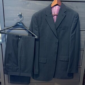 Men's black Pinstripe Suit Jacket & Trousers
